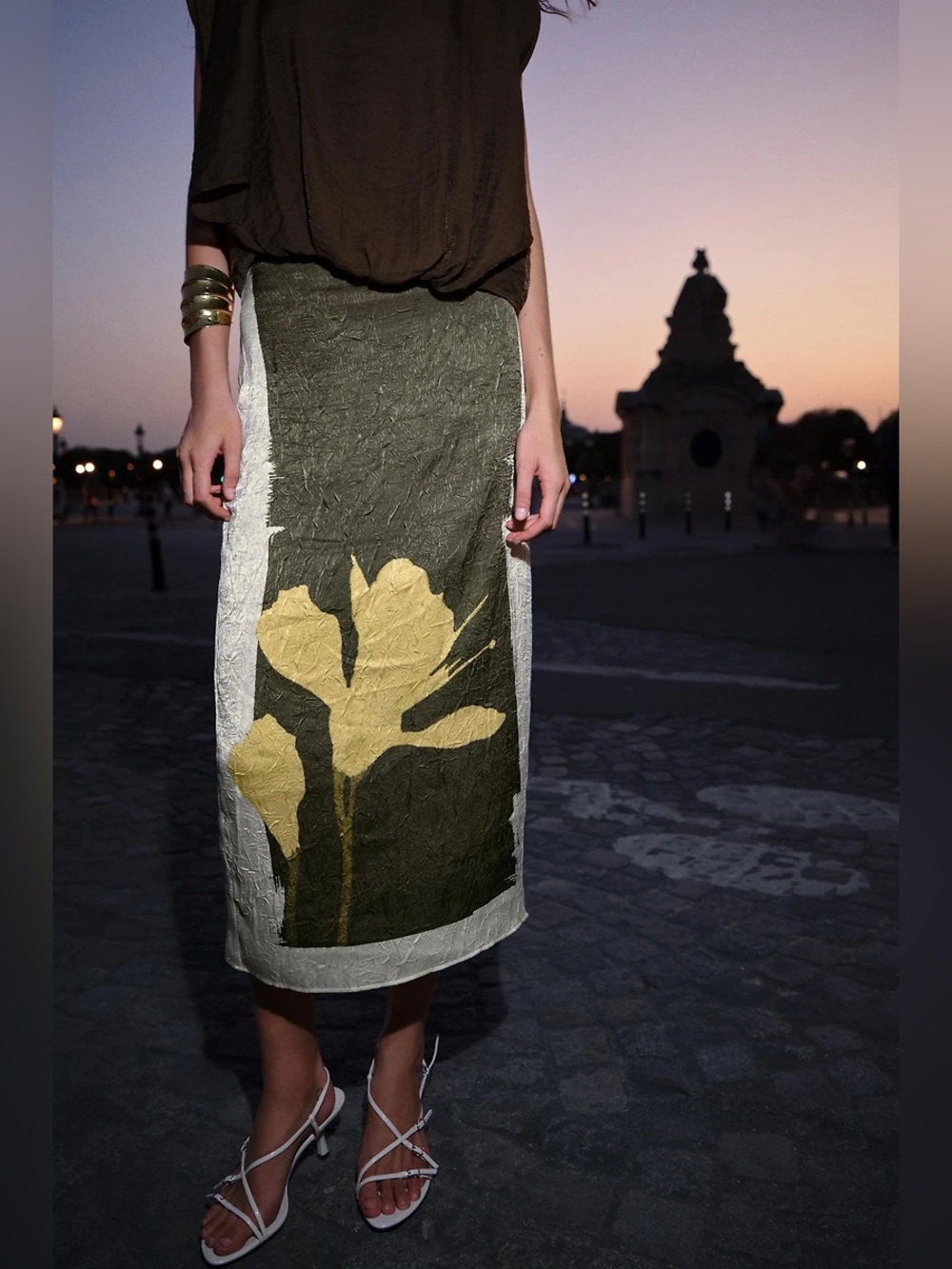 NWT Zara Woman Floral PRINTED WRINKLED EFFECT MIDI SKIRT Size XL - Picture 4 of 11